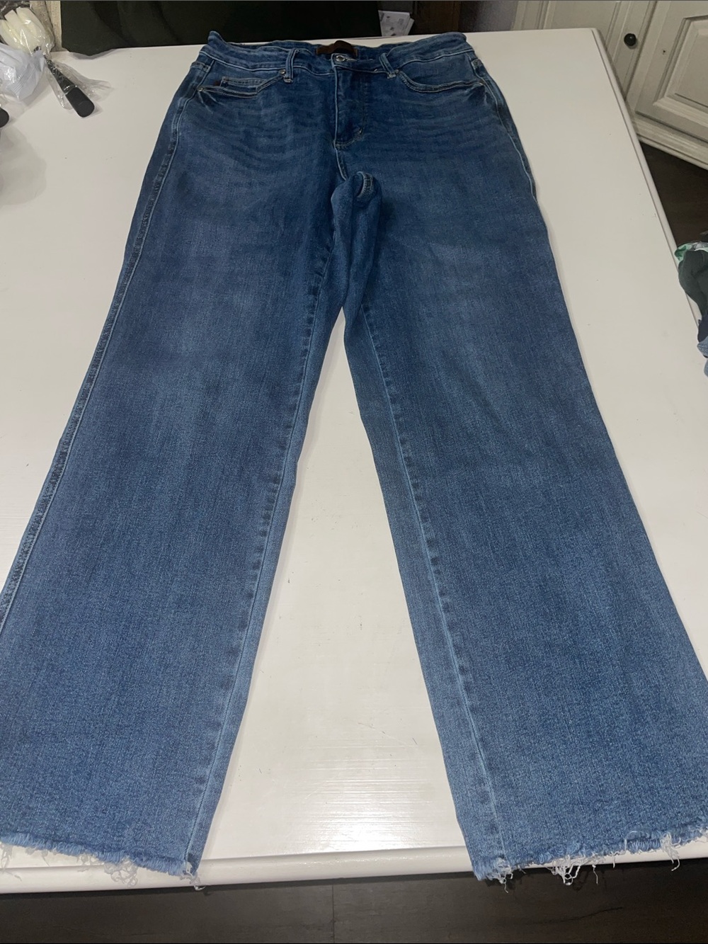Judy Blue Bootcut wide leg jeans raw hem 14W